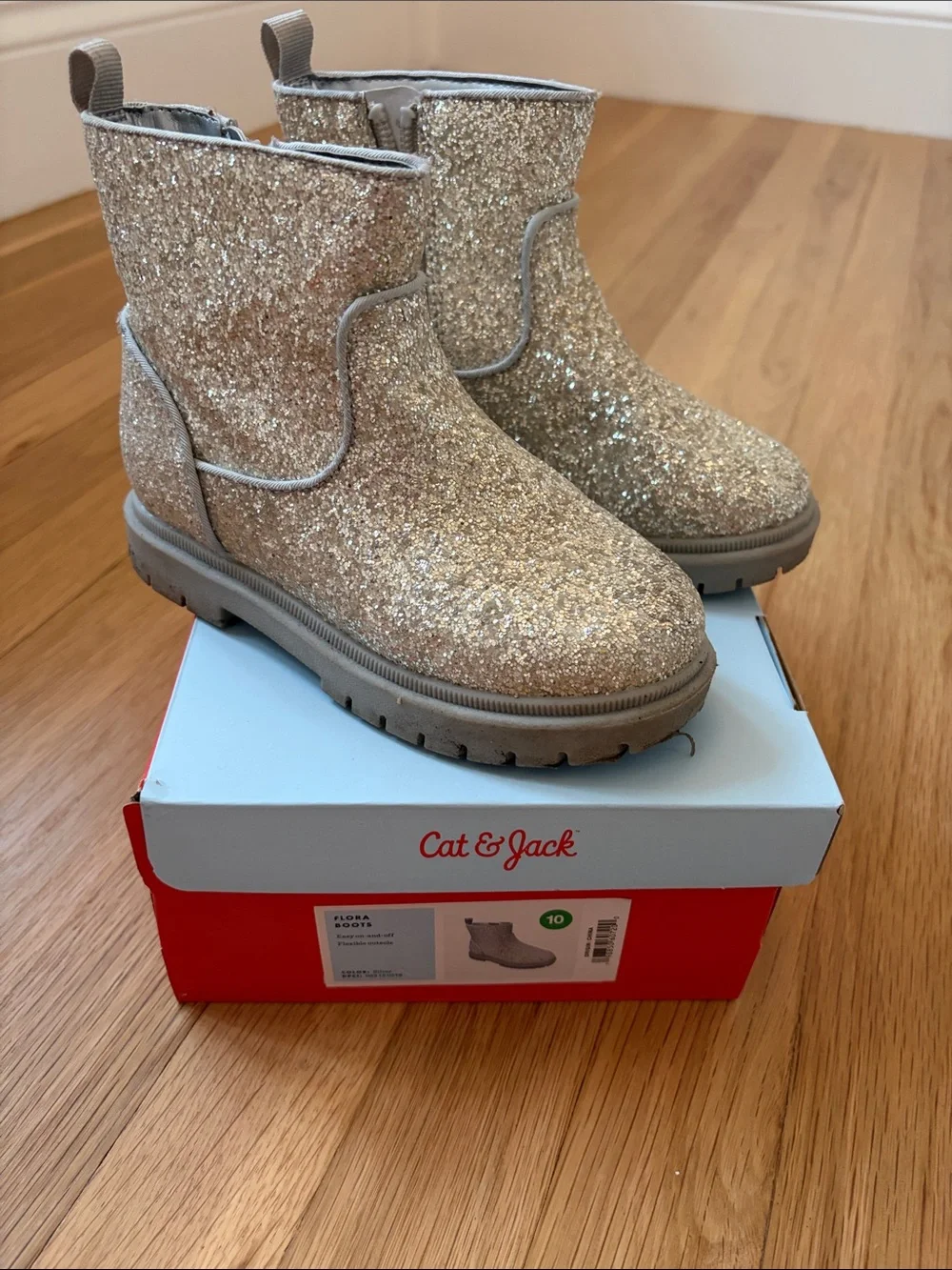 Cat & Jack Glitter Ankle Boots in Champagne Gold